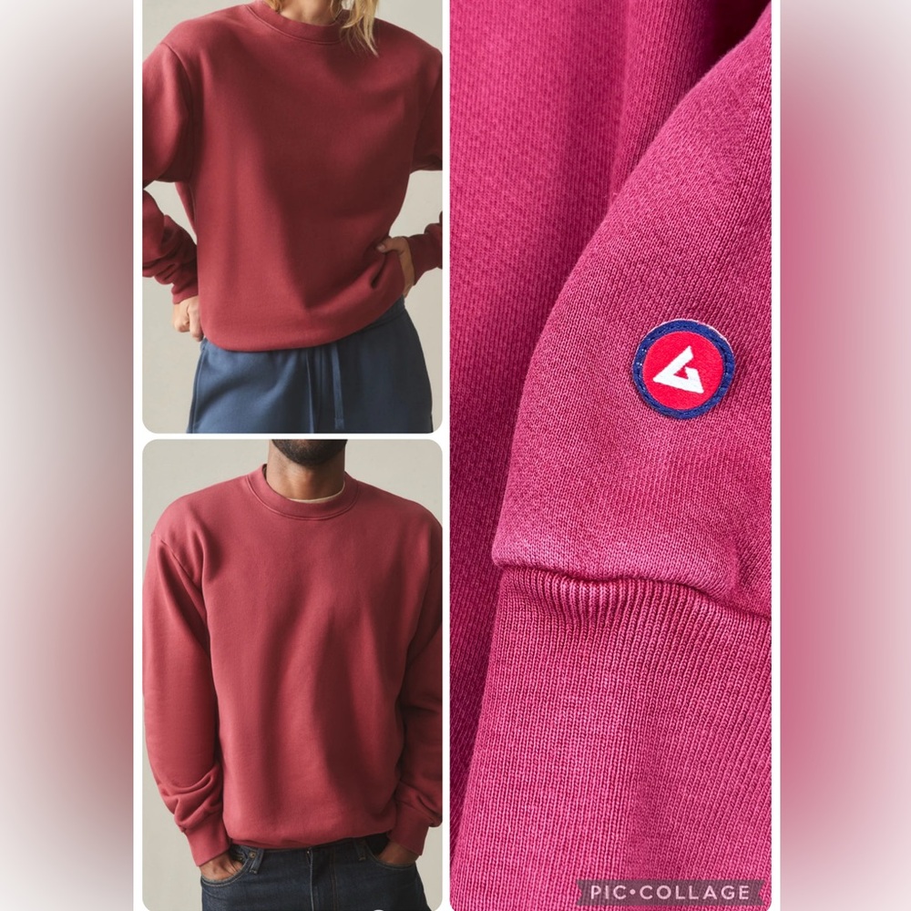 NEW American Giant Unisex Vintage Crewneck Washed Tibetan Red Sweatshirt Men’s